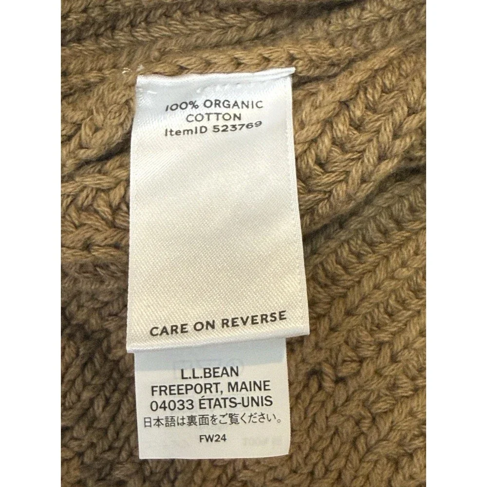 NWT L.L. Bean Signature Organic Cotton Mockneck Ribbed Sweater Walnut Large L